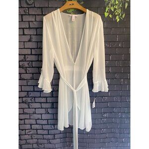 Oscar De La Renta NWT Pink Label Chiffon Ruffle Sleeve Robe XL